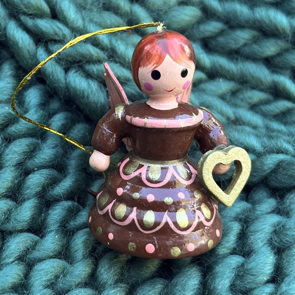 Vintage Other - Vintage Dainty Painted Angel Ornament Christmas Folk Art